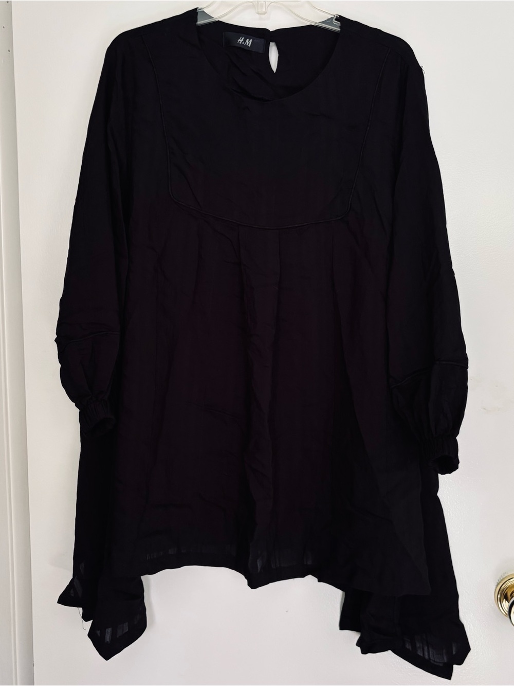H&M Black Oversized Long-Sleeve Tunic Blouse